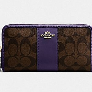 New Coach Brown/Purple Wallet Zip Around